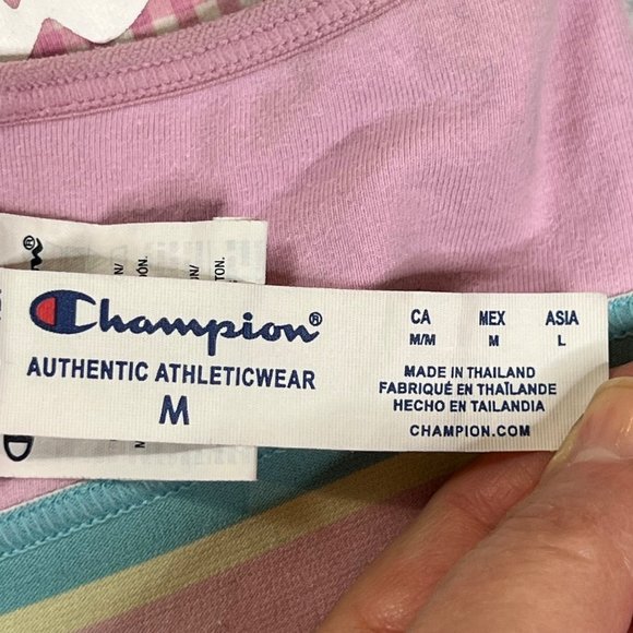Champion Intimates Womens Active Sports Bra Medium Pink Gingham Logo Racer Back - Picture 3 of 8
